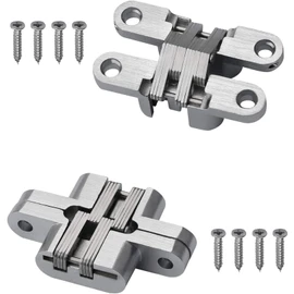 LAGALO 2 Pack 2.36 in Hidden Hinge Invisible Concealed Cross Hinges 180 Degree Folding Door Cross Zinc Alloy Hidden Hinges Swing Invisible Hinge for Cabinet, Cupboard,Wooden Box,with Screws-S5