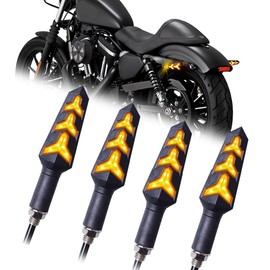 goodfitment - 4PCS Motorcycle Indicators Flowing Turn Signal Lights Motorbike Turning Indicators 12V 12 LEDs Bulbs for Motorcycle Motorbike Scooter Quad Cruiser Off Road-Y Shape