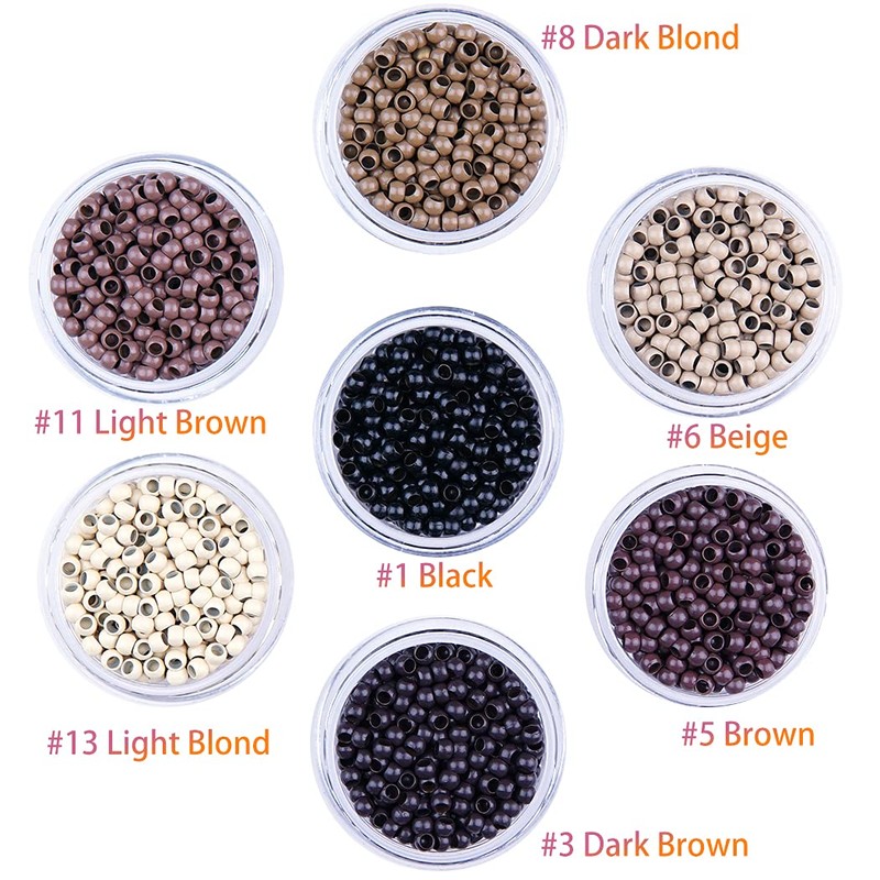 Kullke Nano Rings & Beads for Extensions (1000PCS, Black)