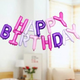 Unbranded US Happy Birthday Balloons Banner Bunting Party Decoration Self-Inflating New - Purple