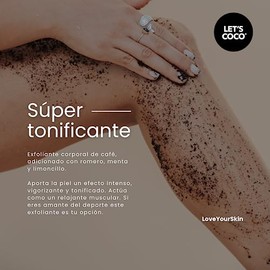 LET'S COCO | Exfoliante Corporal Super Tonificante, Let’s Coco Black - Exfoliante de Café, Anti-Celulitis, Para Uso en Todo el Cuerpo - Contenido Neto