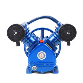 2200W 3HP Air Compressor Pump Head 2 Piston V Style Twin Cylinder Air Compressor Pump Motor Head 115PSI Single Stage Air Tool (Blue)