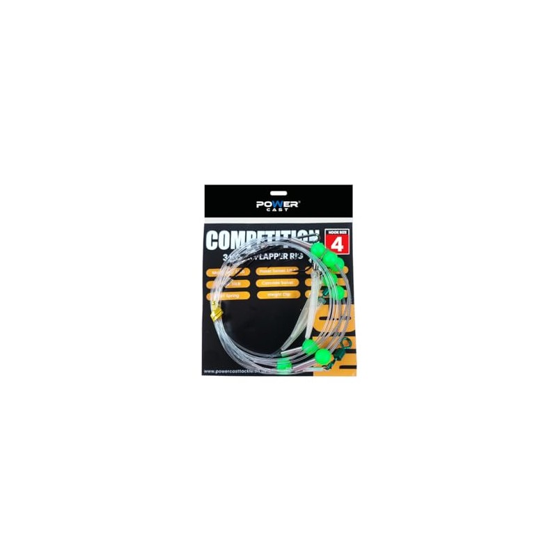 Power Cast Competition Clipped Distance Rigs, 3 Hooks, 80lb Main