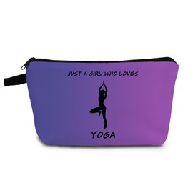 YULUENZE Yoga Presents Just Love Yoga Makeup Bag Travel Toiletry Organizer Zipper Pouch Birthday Appreciation Present for Women Yoga Lovers Yoga Teachers Friends Sisters