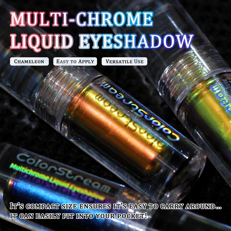 Multichrome Glitter Liquid Eyeshadow, Chameleon Eyeshadow Color Shifting, Holographic Metallic