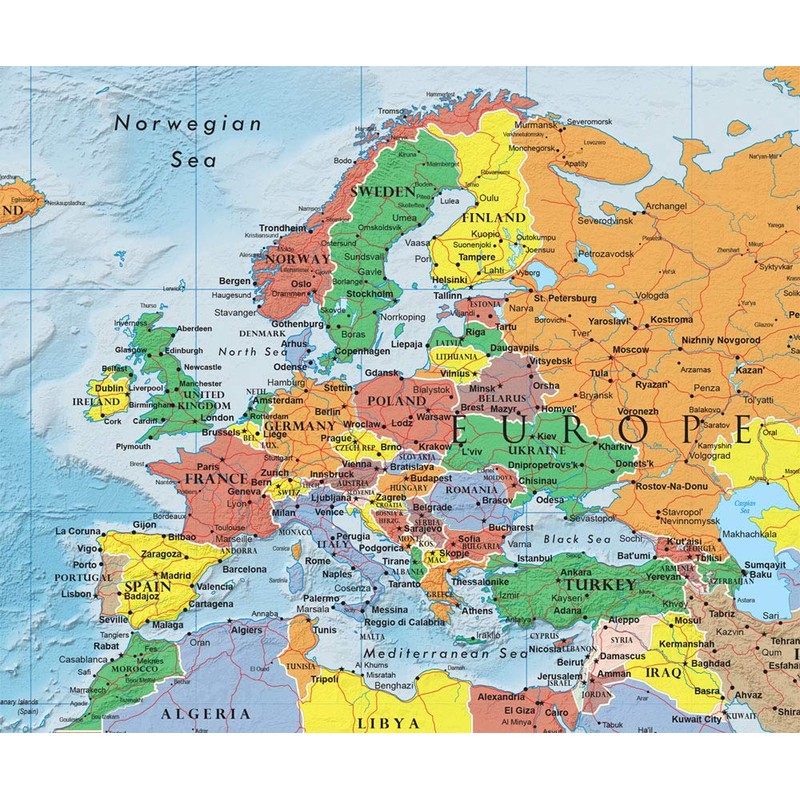 World Classic Wall Map Poster Mural (24x36 Paper Folded)