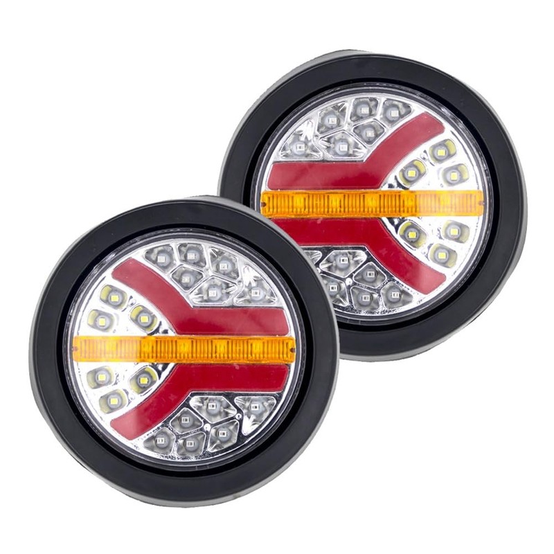 ZENWORYS 2Pcs 12V 24V LED Round Car Rear Tail Light