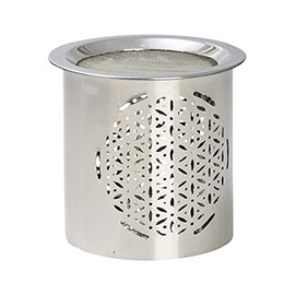 NKlaus Incense burner steel silver glossy Height: 8cm Tea light with sieve for incense 10916