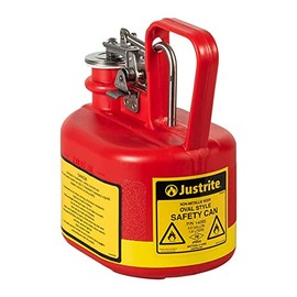 Justrite 14065 Oval Safety Can, Flammables, 0.5 Gal, Red
