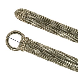 CTM® Women's Braided Wide Belt with Matching Buckle, Large, Gold