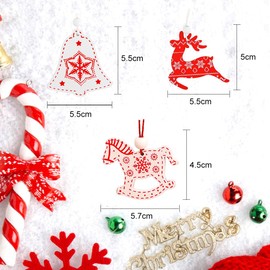 Wooden Christmas Pendants, Doyomtoy Pack of 24 Christmas Wooden Ornaments Christmas Tree Decoration Wooden Hanging Ornaments Christmas Pendant Christmas Tree Decoration for Christmas Tree Christmas