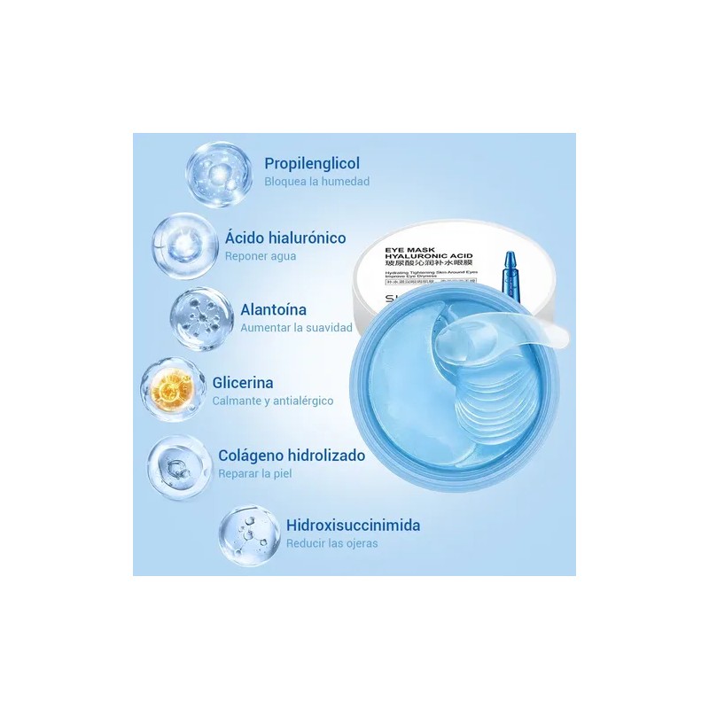2pcs Parches Hydrogel Contorno Ojos Acido Hialuronico