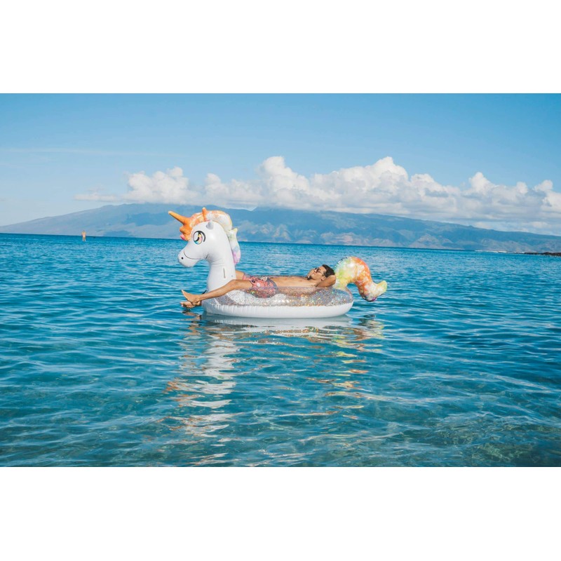 PoolCandy Gigantic Glitter Unicorn Beach & Pool Raft
