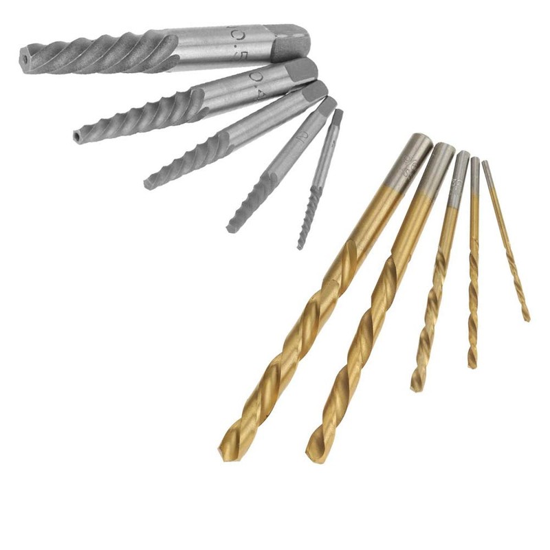 YUMILI 10 Piece Screw Extractor and Left Handed Cobalt Drill