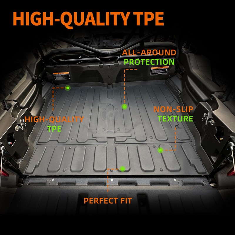 CUSAUTV Rubber Bed Mat Liners for Pioneer 1000-5 16-25, Rear