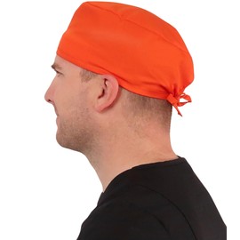 Sparkling EARTH Blazing Bright Orange Unisex Classic Surgical Style Scrub Working Cap - Built in Sweatband- 100% Cotton - Made in The USA!