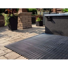 VinTube Vinyl Pool Mat Shower Bathroom Locker Room Sauna Spa Hot Tub Drains Water Splash Comfortable on Bare Foot Mat Runner by VinTek (Black, 3x4)