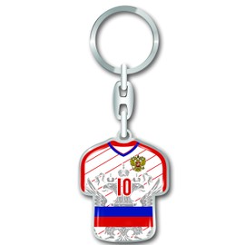 daged Russia Keyring Jersey Key Ring Resin Coating 3D Effect + Sticker Practical Functionality - TR, multicoloured