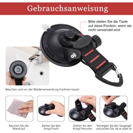 INMORVEN Suction Cup Hooks, Improved Car Camping Accessories, Suction Hook, Extra Strong, Suction Cup Anchor, Suction Cups, Pack of 4 Motorhome Equipment, Camper Accessories with Safety Hooks, Red