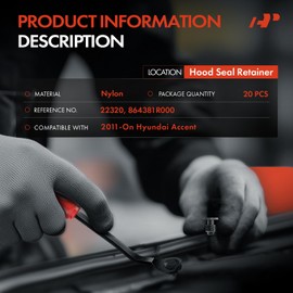 A-Premium 20PCS Nylon Hood Seal Retainer Clip Fastener Compatible with Hyundai Accent 2011-2024 - For 7.8mm Hole