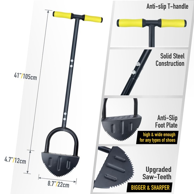 Colwelt Saw-Tooth Edger Lawn Tool, Half Moon Lawn Edger with
