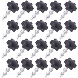 Mardatt 20 Sets M6x50mm Star Knobs Male Thread Clamping Knob Screw Hand Tightening Knob Quick Removal Replacement Parts with 304 Stainless Steel Hex Nuts and Flat Washers