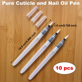 WADY Pure Cuticle & Nail Oil Pen, 10 Pcs Clear Refillable Cuticle Oil Pen, Empty Nail Oil Pen with Brush Tip, Transparent Twist Pens, Rotating Reusable Cuticle Oil Pen Nail Oil Container Applicator