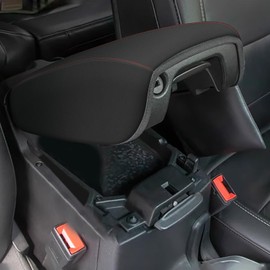 AOMSAZTO Console Cover for 2018-2026 Jeep Wrangler JL/Gladiator JT Armrest Covers for Wrangler JL Leather Black Keyhole