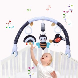 Baby Stroller Arch Toys, Pau1Hami1ton Car Seat Toys,Bouncer Toy Bar/Mobile for Bassinet,Adjustable Baby Hanging Toys Fit for Crib Bed,Stroller,Car Seat,Baby Gifts.S-19(Black Bee)