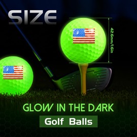 Silipull 12 Pack Glow in The Dark Golf Balls Bulk Glowing American Flag Golf Balls USA. Patriotic Luminous Light up for Night Sports Gift for Golfers Dad Husband Men Women Lovers