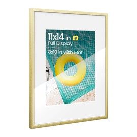 Heimlove Aluminum Metal 11x14 Picture Frames with Mat to Display 8x10 Picture,Gold Picture Frames & Real Tempered Glass for Hanging Diploma,Certificate and Document Storage & Wall Decor