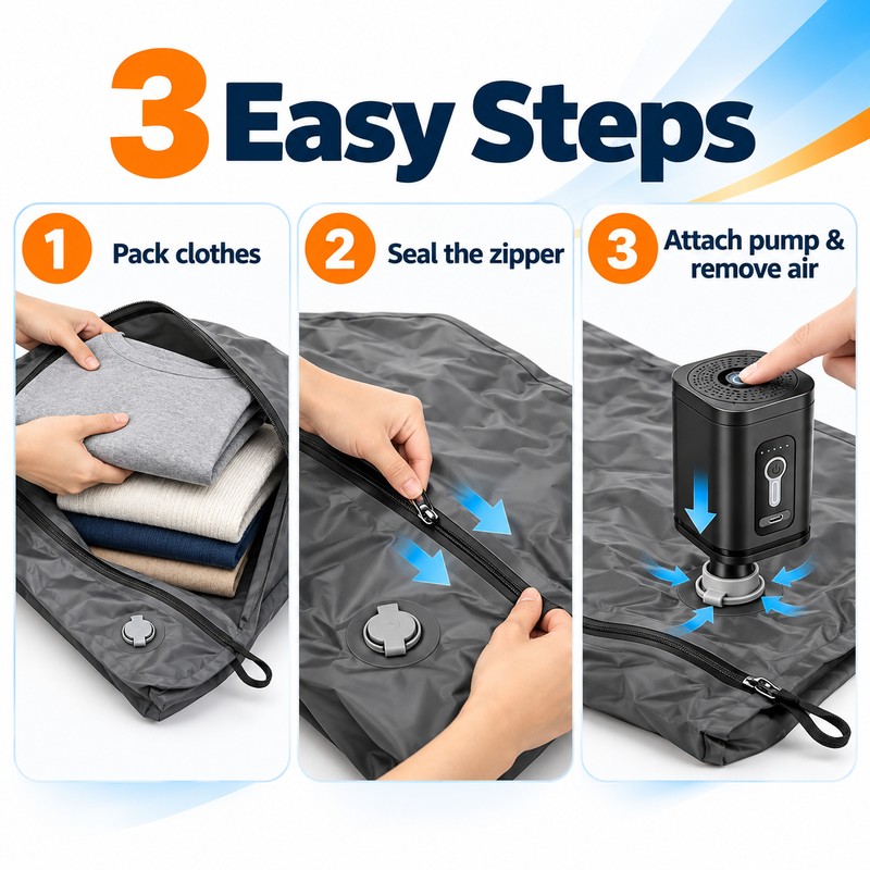 17L Vacuum Compression Storage Bag for Travel – Reusable Waterproof