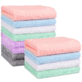 Orighty Baby Wash Cloths, 12 Pack Microfiber Coral Fleece Baby Face Towels, Soft and Absorbent Washcloths for Newborns/Infants/Toddlers, Gentle on Delicate Skin, Face Hands and Body, 17.8 x 22.9 cm