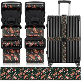 2 Pack Luggage Straps for Suitcases, Adjustable Travel Belt with Double Lock and Quick Release Buckle, Heavy Duty Nylon Bag Packing Strap, Unique Business Travel Accessories-Flower Butterfly