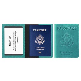 Ciana Passport Holder for Men and Women - PU Leather Passport Cover and Card Holder - Combo Slim Passport Holder with Card Protector Slot, Travel Must Haves (Turquoise)