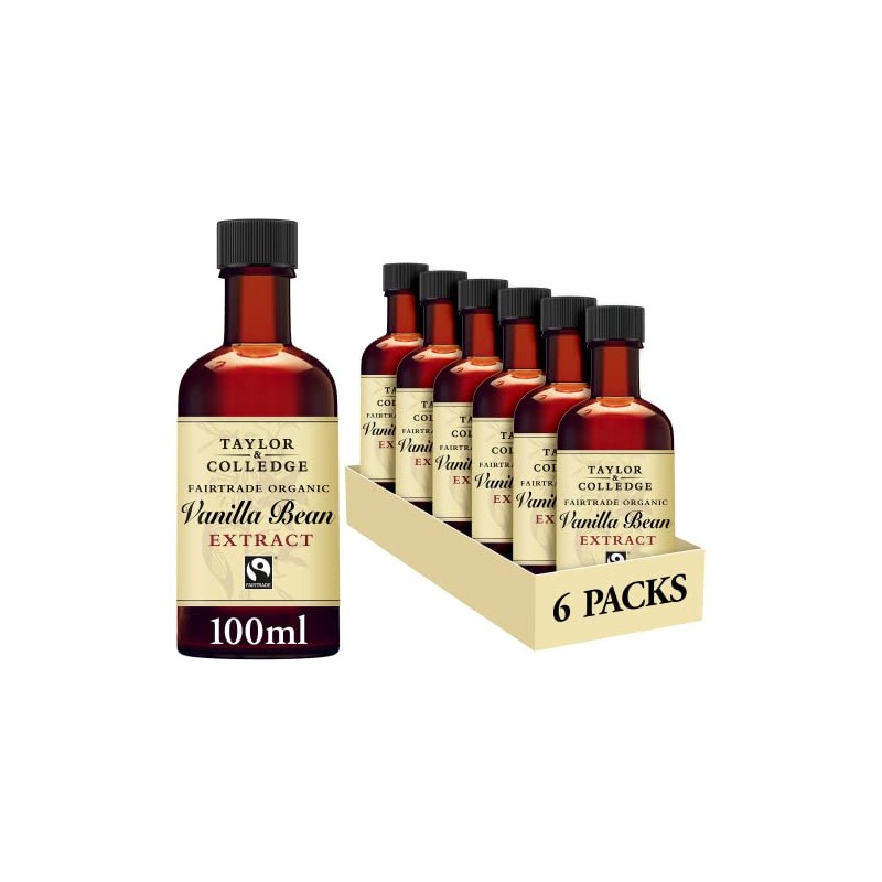 Taylor & Colledge Organic Vanilla Extract 100ml, Pack of 6