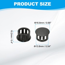 PATIKIL Plastic Hole Plugs, 48 Pcs 5/9"(14mm) Plastic Plugs Screw Hole Plug Snap Desk Grommet Buckle Knockout Locking Plugs Furniture Insert End Cap for Holes Kitchen Cabinet, Black