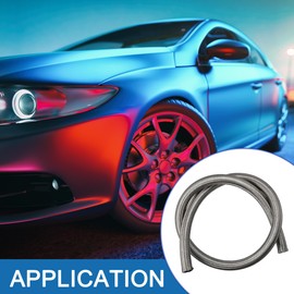 A ABSOPRO 1M 10AN Car Carburetor Hose AN10 5/8" Universal Blade CPE Oil Fuel Gas Line Hose Stainless Steel Silver Tone