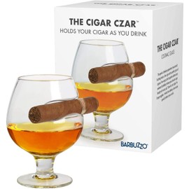 Barbuzzo Cigar Czar Cognac Glass - Brandy Snifter with Cigar Rest