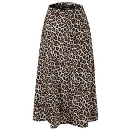 SASSYCLASSY Long Leopard Skirt Women's Elegant - Midi Leo Skirt Women's Yellow Brown Black - Skirt Leopard Print Made of Flowing Fabric in A Line with Elastic Waist Animal Print - Size S to XL,