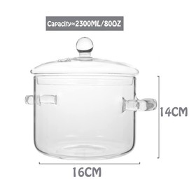 1.5L / 53 fl. oz. Clear Glass Pot with Lid Saucepan Heat Resistant Glass Stove and Pan with Lid Soup, Milk, Baby Food, Pasta (78oz/2300ml)