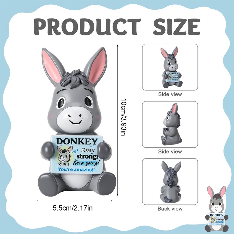 GGSTDDUP 4 Inch Positive Donkey, Inspirational Donkey Resin Figurine