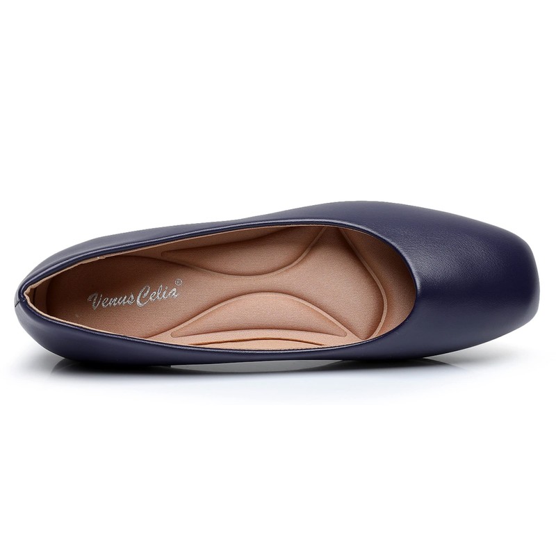 VenusCelia Zapatos planos con punta de azulejo para mujer, azul