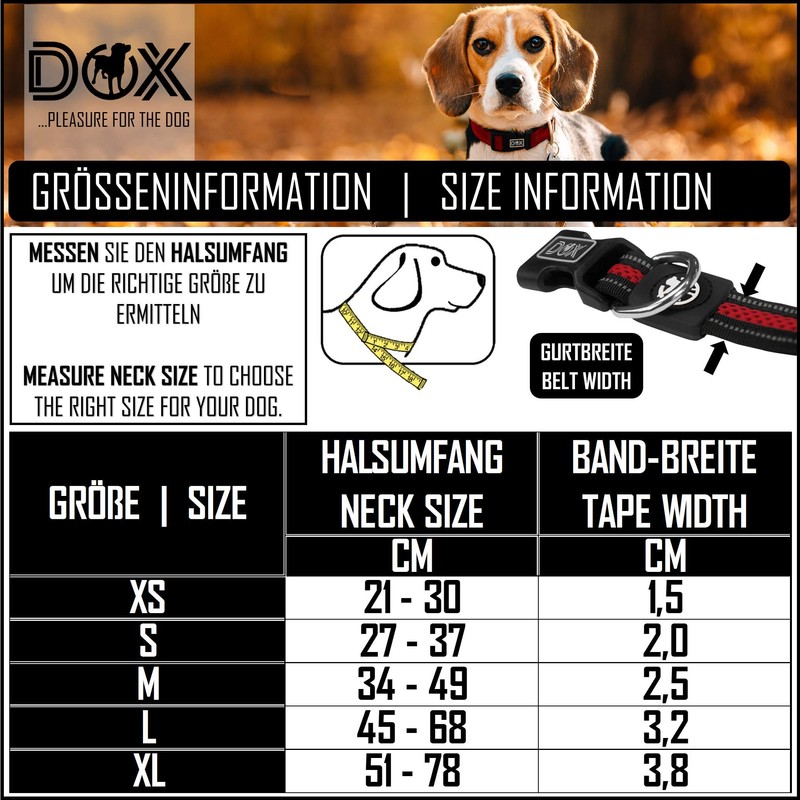 DDOXX Reflective Airmesh Dog Collar - Sturdy and Adjustable Puppy