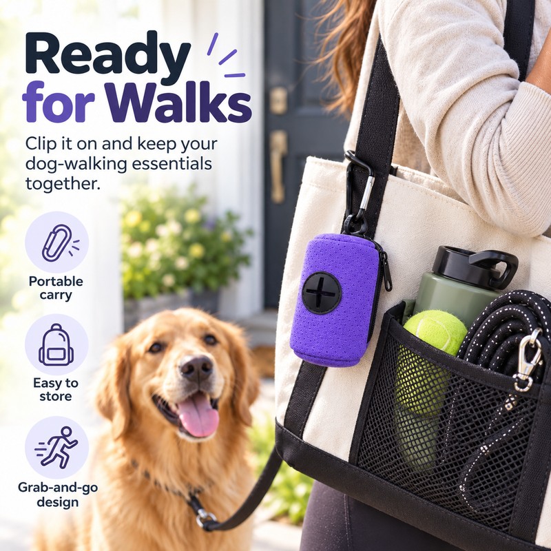 Dog Poop Bag Dispenser for Walking – Compact Leash Clip