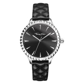 Thomas Sabo Damen Armbanduhr Rebel at Heart Analog Mechanik Leder Schwarz Silber WA0321-203-203-38 MM