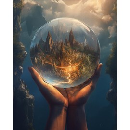 Ginfonr DIY 5D Diamond Art Kits for Adults, Crystal Ball Diamond Painting for Adults, Diamond Art Landscape Full Drill, Diamond Art Kits Embroidery Rhinestone Craft for Home Wall Decor 12 * 16 Inch