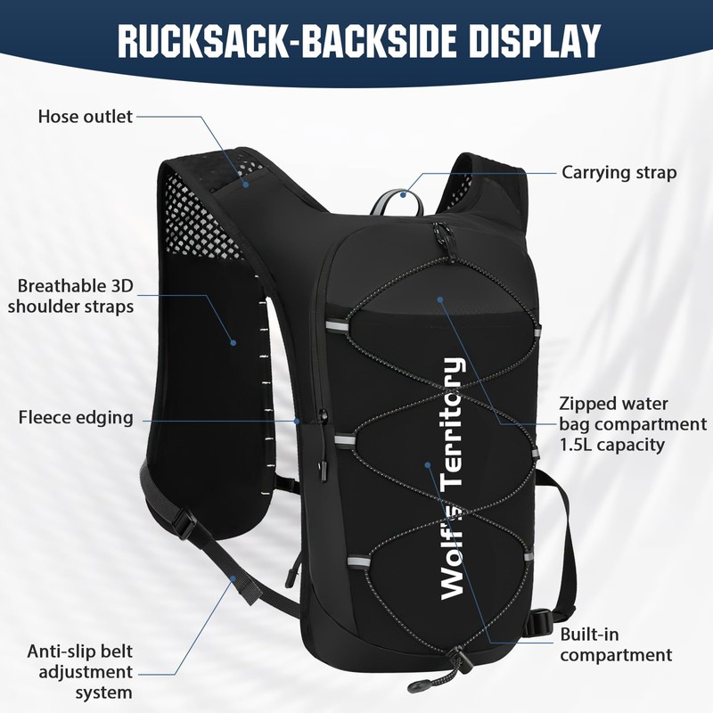 VHUTOU 5L Running Vest, Ultralight Hydration Backpack, Running Vest Hydration
