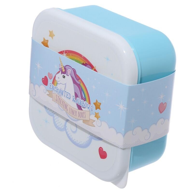 eMKay® Rainbows Unicorn Lunch Box Set of 3 – Stackable Food Storage Containers (250 ml/350 ml/550 ml) | BPA‑Free Polypropylene