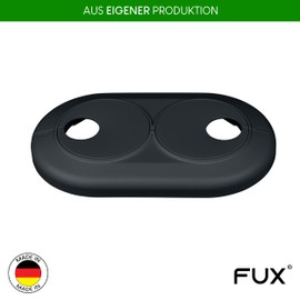 Double Heating Pipe Rosette, Pipe Spacing Variable, Colours and Sizes, Pipe Cover, Trim, Radiator Rosettes, Heating Pipe Covers (16 mm, Anthracite Grey RAL 7016)